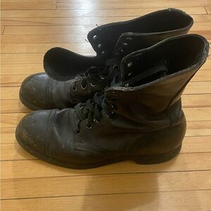 Vintage Steel-Toed Leather Military Boots in US 9.5
